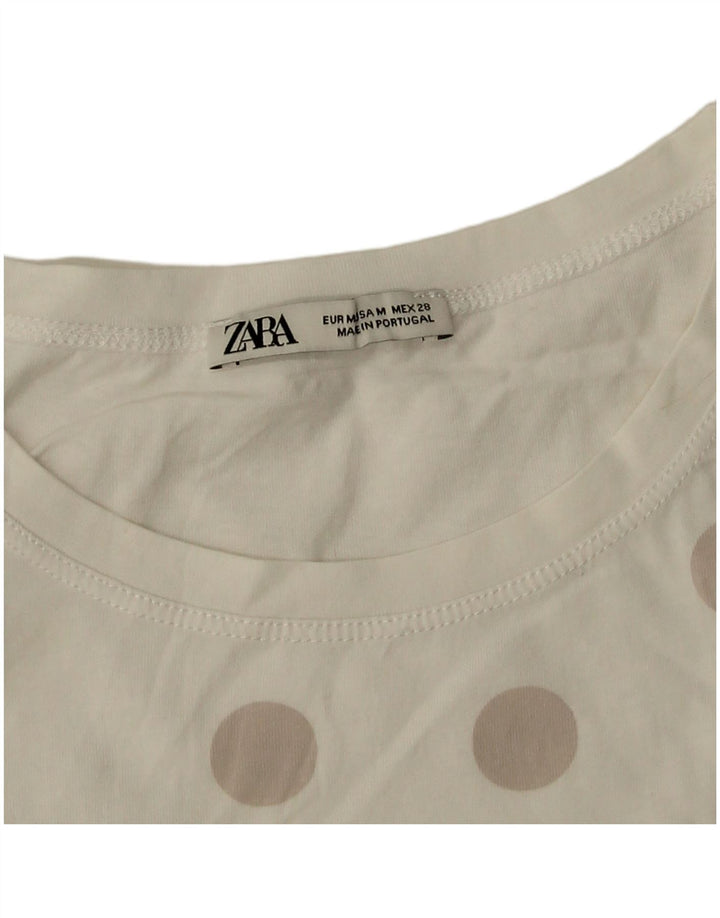 Top tricou pentru femei Zara UK 14 Medium White Polka Dot