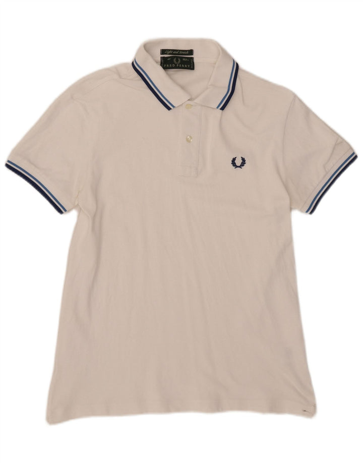 Fred Perry Polo pentru bărbați, ușor și elastic, din bumbac alb mic