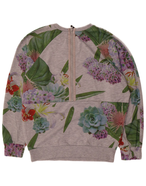 Pulover supradimensionat cu grafic pentru femei Adidas UK 12 Medium Gri Floral