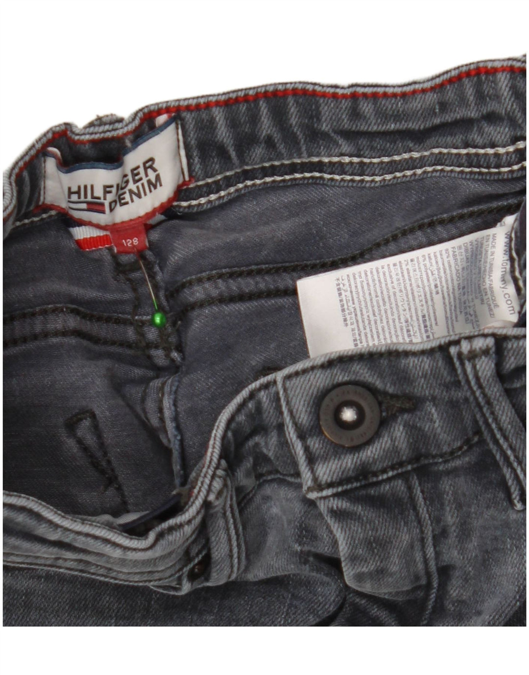 TOMMY HILFIGER Blugi skinny pentru fete 7-8 ani W20 L22 bumbac gri