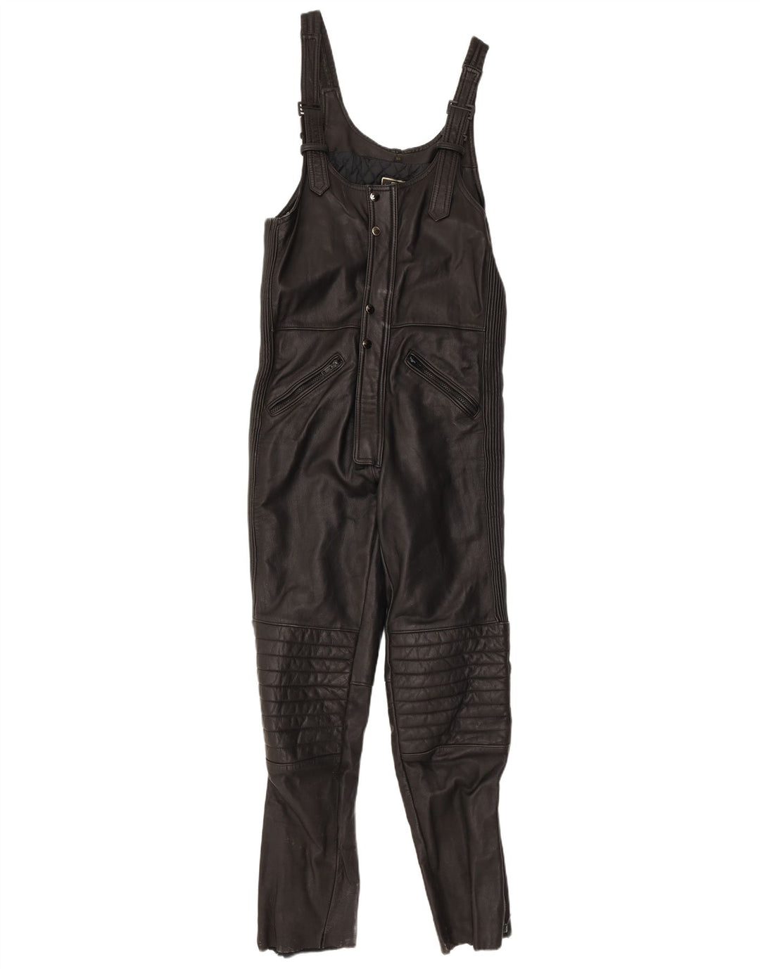 Salopetă din piele fără mâneci pentru femei VINTAGE UK 12 Piele neagră medie