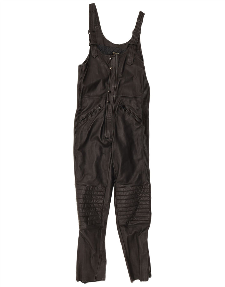 Salopetă din piele fără mâneci pentru femei VINTAGE UK 12 Piele neagră medie