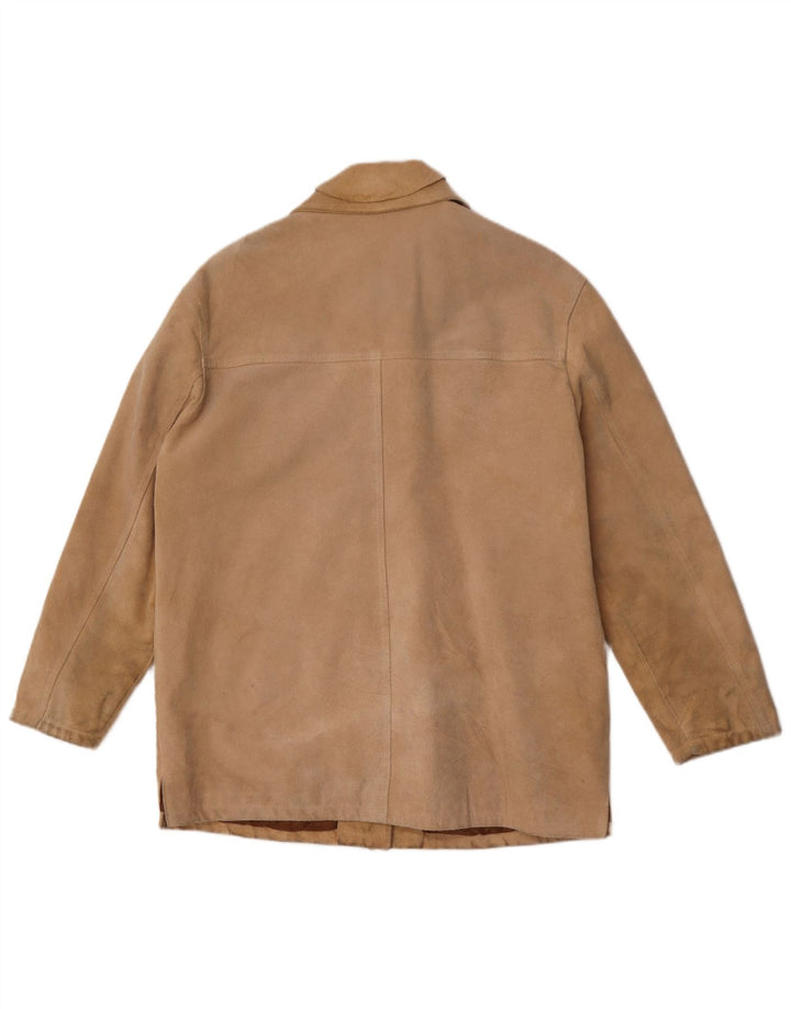Jachetă vintage de piele intoarsa pentru femei IT 44 Medium Beige