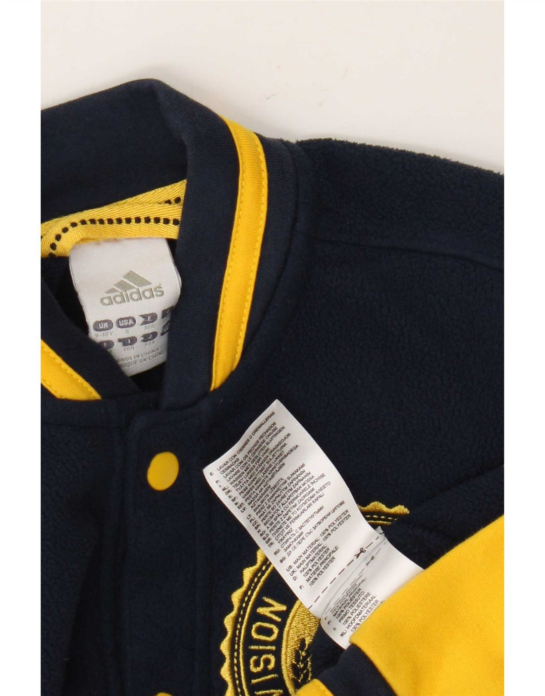 Jachetă fleece grafică Adidas pentru băieți 9-10 ani, albastru bleumarin, color block