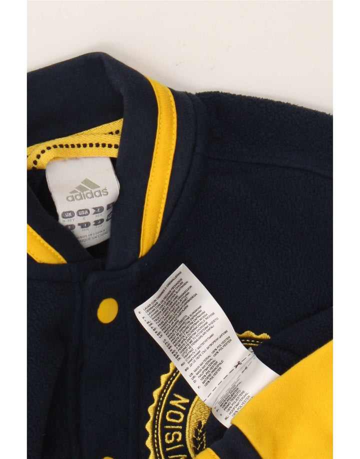 Jachetă fleece grafică Adidas pentru băieți 9-10 ani, albastru bleumarin, color block