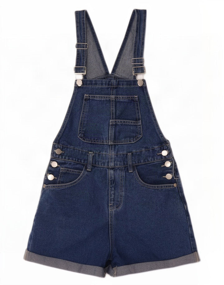 Pantaloni scurți din denim salopete vintage pentru femei W28 Medium Blue