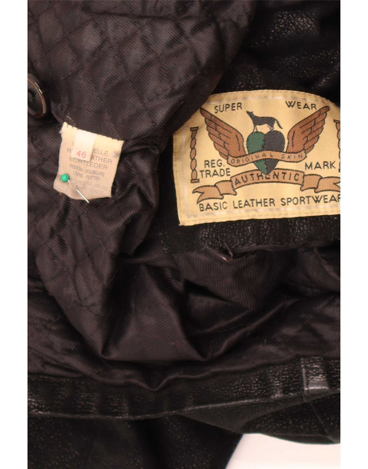 Jachetă de piele supradimensionată pentru femei Vintage IT 46 Large Black