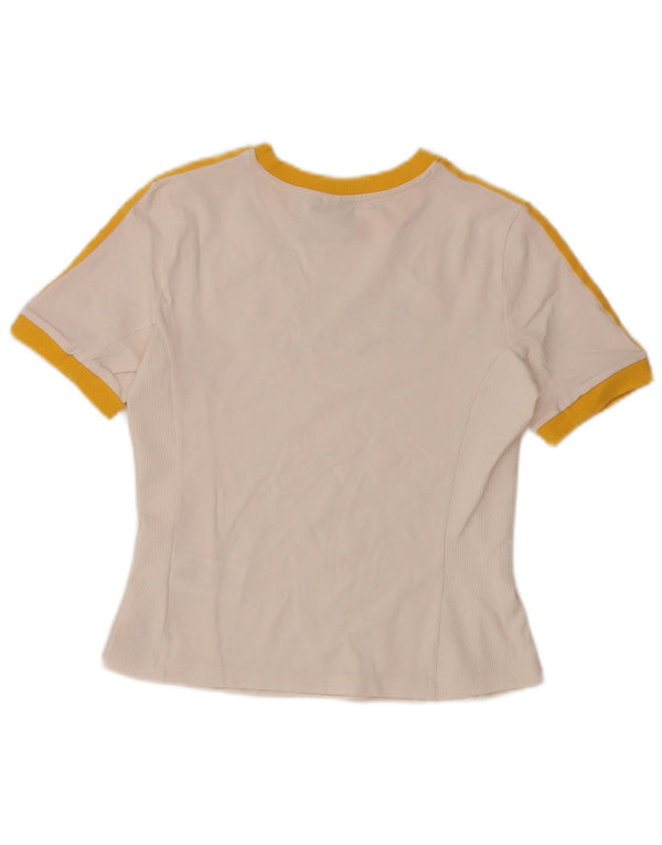 Tricou cu grafic crop Adidas pentru femei Top UK 12/14 Medium White Colorblock