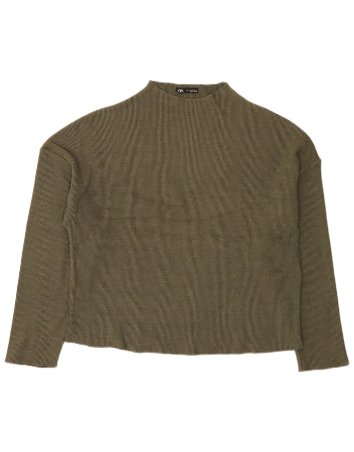 Pulover oversized cu gât țestoasă pentru femei Zara UK 10 Mic Kaki
