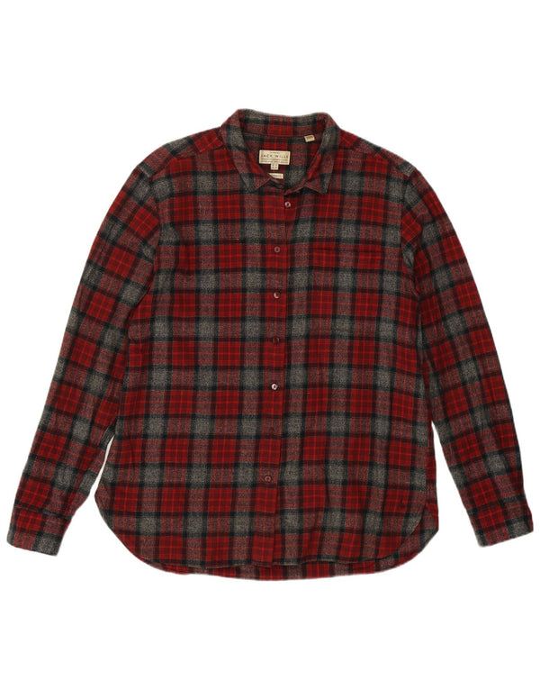 Cămașă de flanel Jack Wills pentru femei Boyfriend Fit UK 14, mare, burgundă