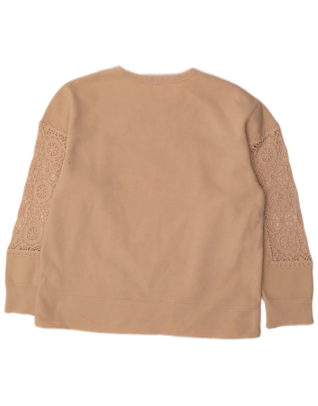 Pulover supradimensionat pentru femei Zara UK 14 Bumbac Floral Bej Mediu