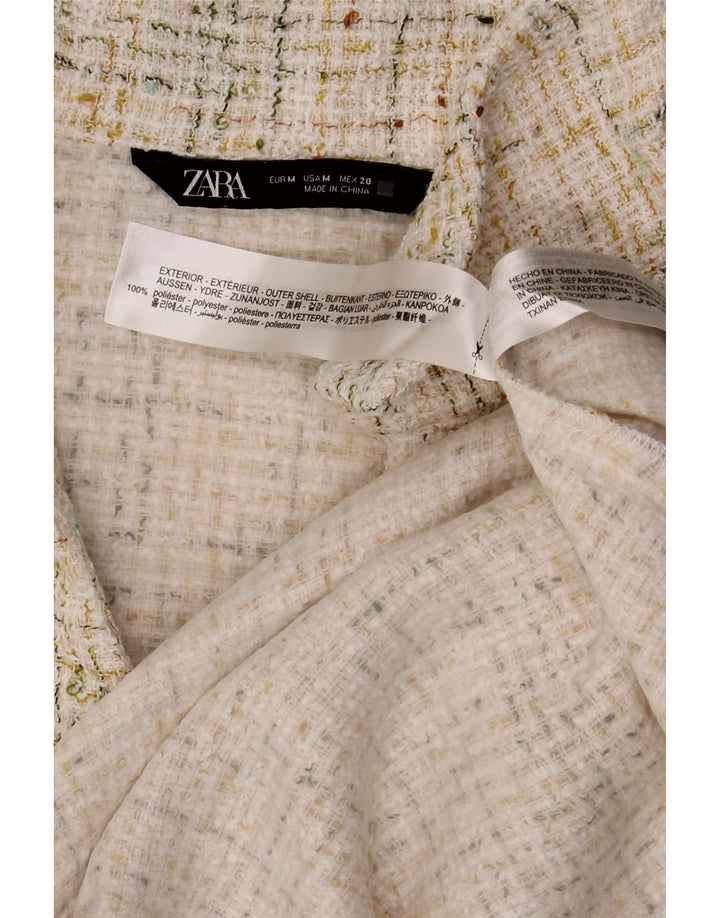 Tricou polo fără mâneci pentru femei Zara UK 14 Poliester cu pete alb mediu