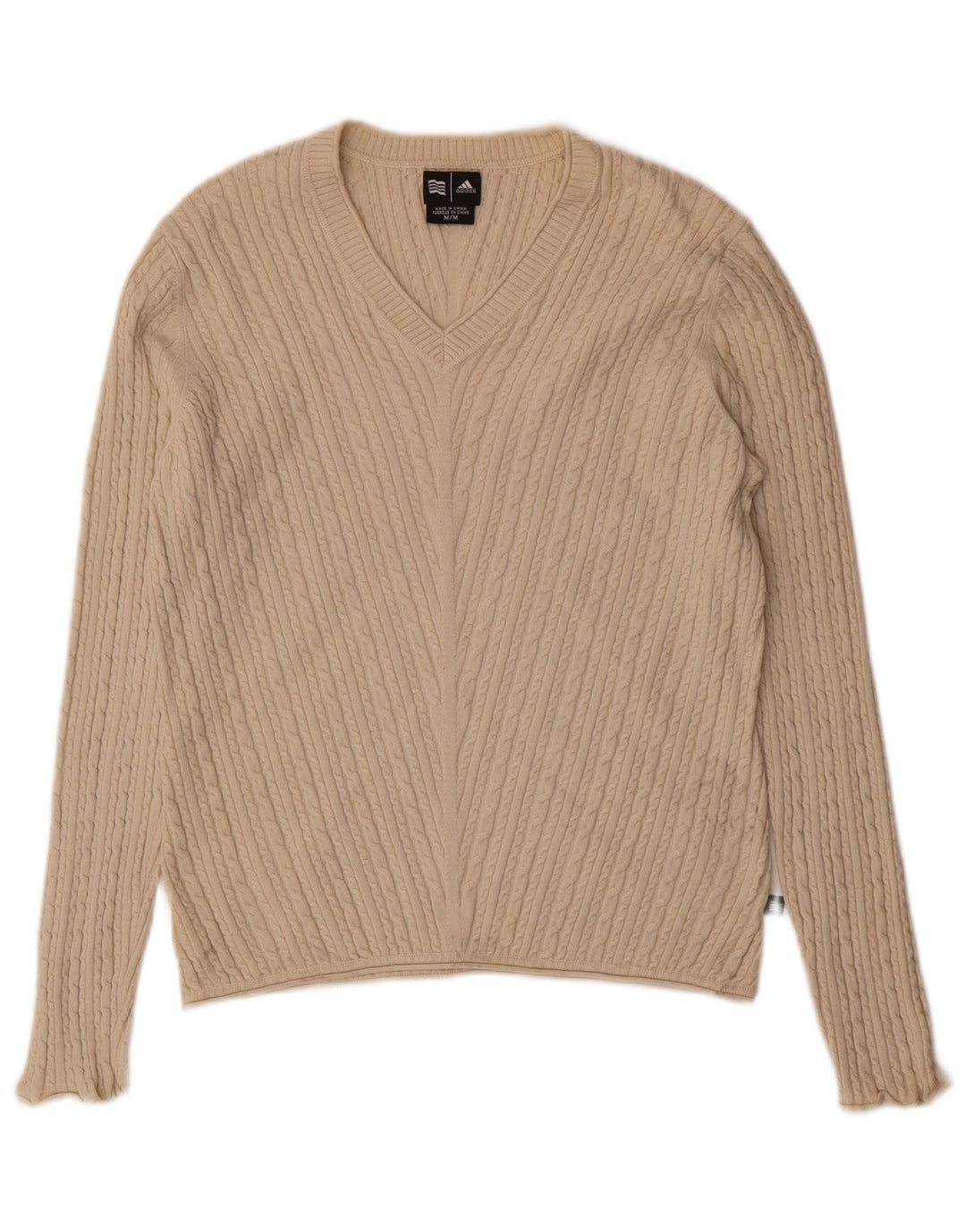 Pulover cu decolteu în V ADIDAS pentru femei UK 12 Mătase mediu bej