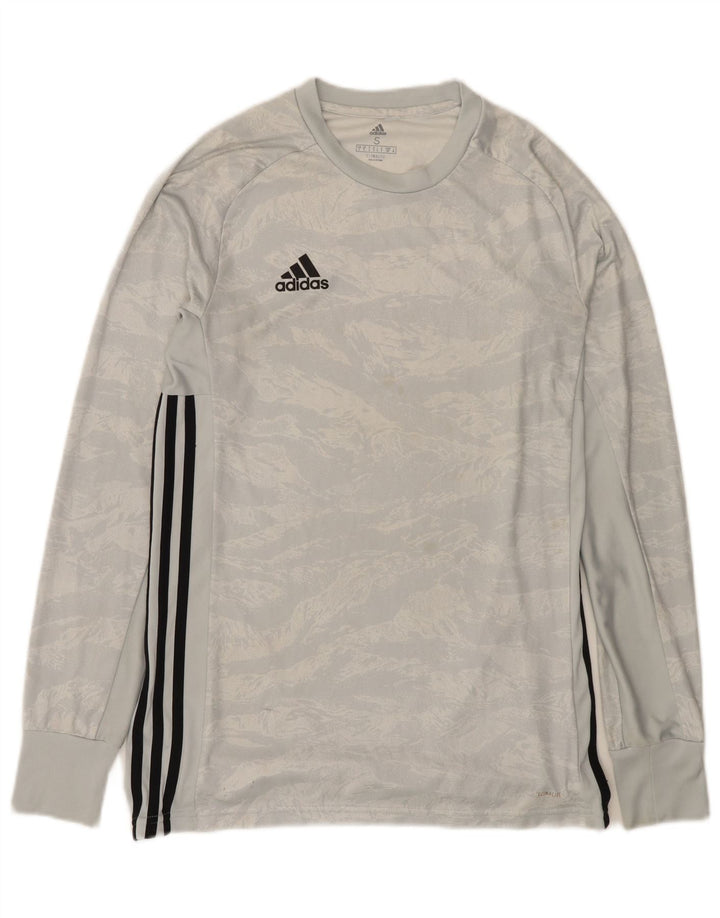 Adidas Climalite Top cu mânecă lungă, gri mic, poliester camuflaj