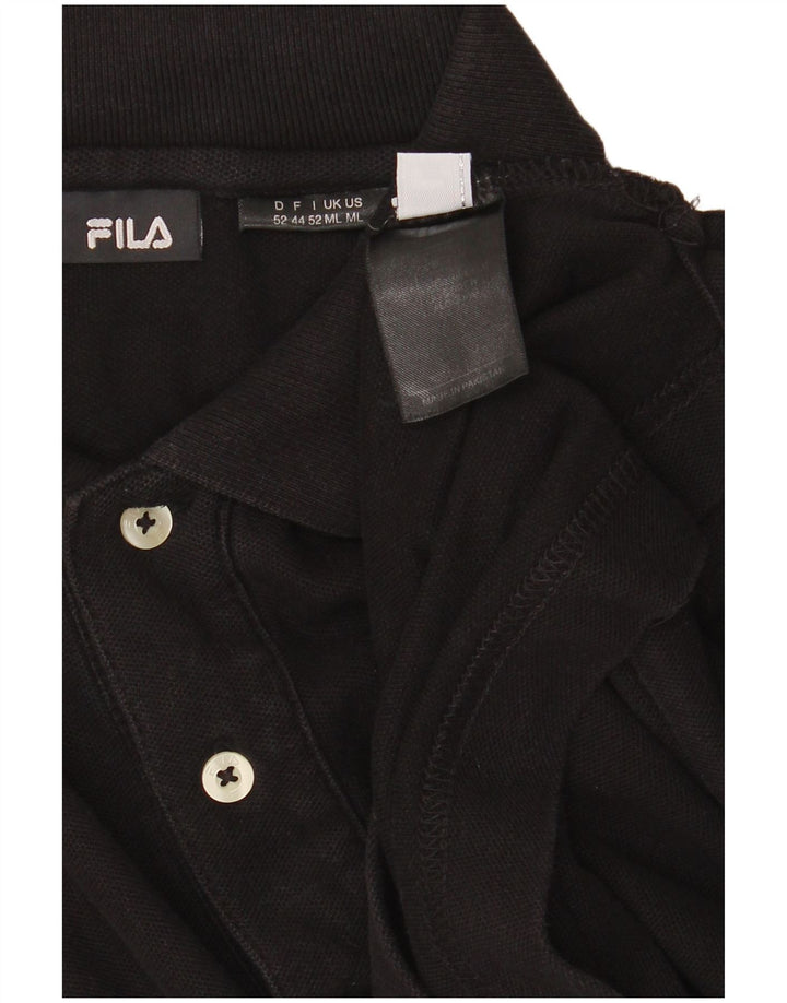 Tricou polo FILA pentru bărbați, bumbac mediu negru