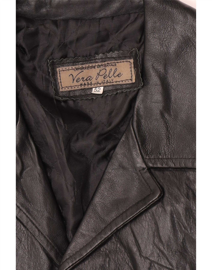 Jachetă de piele vintage pentru bărbați UK 38 Medium Black Classic
