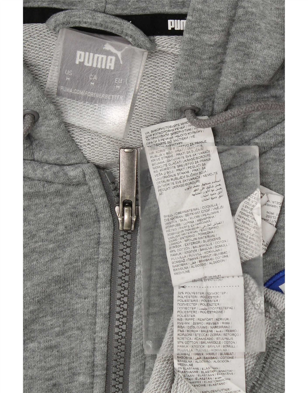 Pulover Puma Graphic Zip pentru bărbați, bumbac, gri mediu