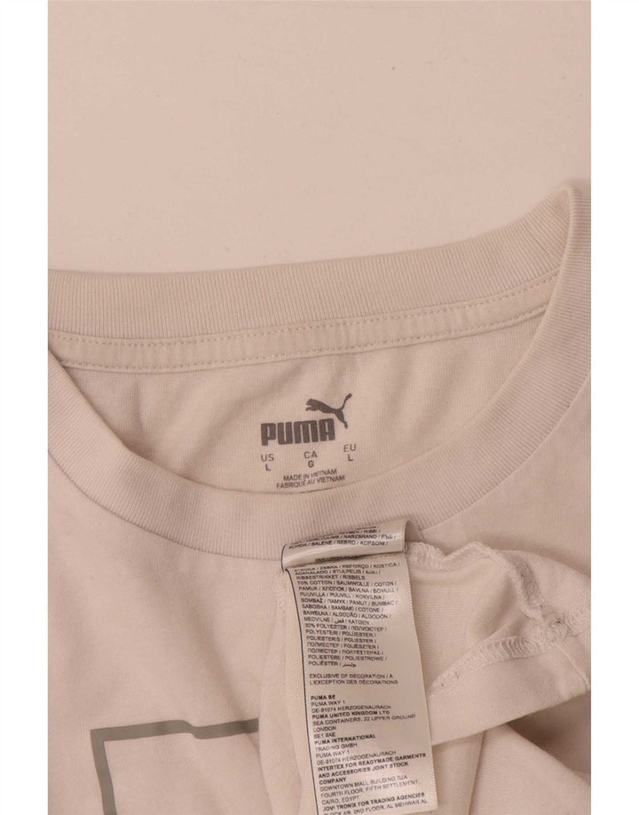 Tricou grafic Puma pentru bărbați Top mare din bumbac alb