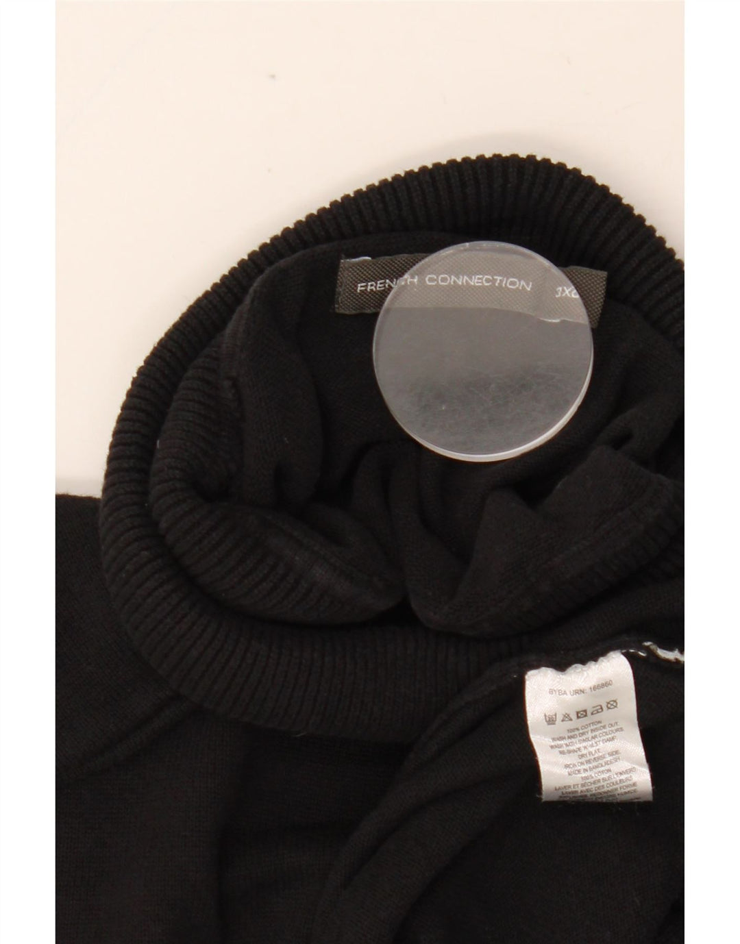 FRENCH CONNECTION Pulover pentru bărbați cu gât rulat, bumbac negru 3XL