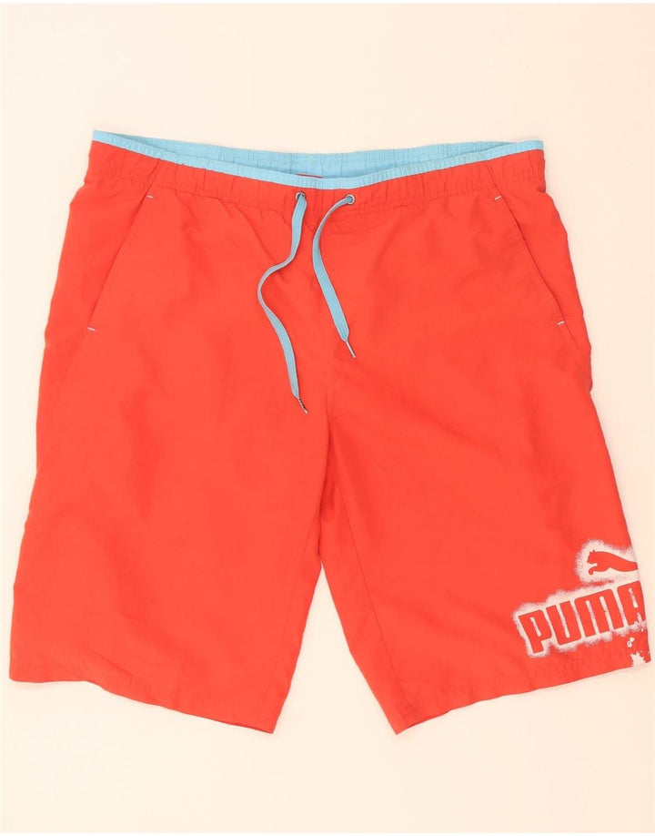 Pantaloni scurți de înot cu grafică Puma pentru bărbați, poliester roșu mare