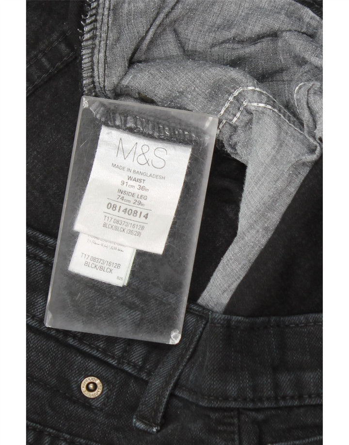 Blugi drepti pentru bărbați Marks & Spencer W36 L26 bumbac negru