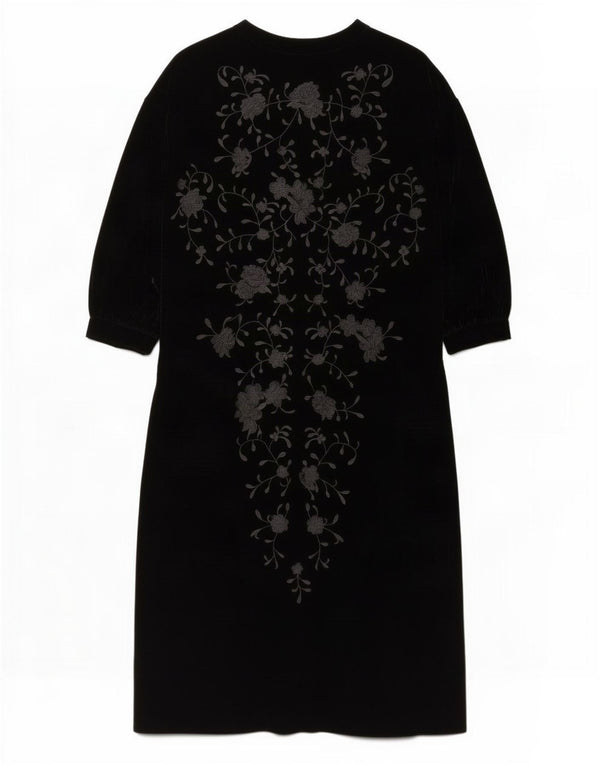 Zara Womens Oversized Long Sleeve Velvet Maxi Dress UK 6 XS Black Floral