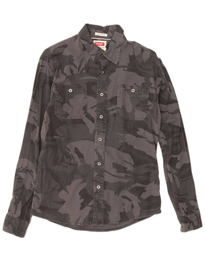 Cămașă pentru bărbați Wrangler, bumbac camuflaj, gri mediu