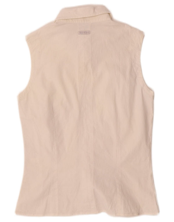 Bluză cămașă fără mâneci pentru femei Calvin Klein Jeans UK 14 Bumbac alb mare