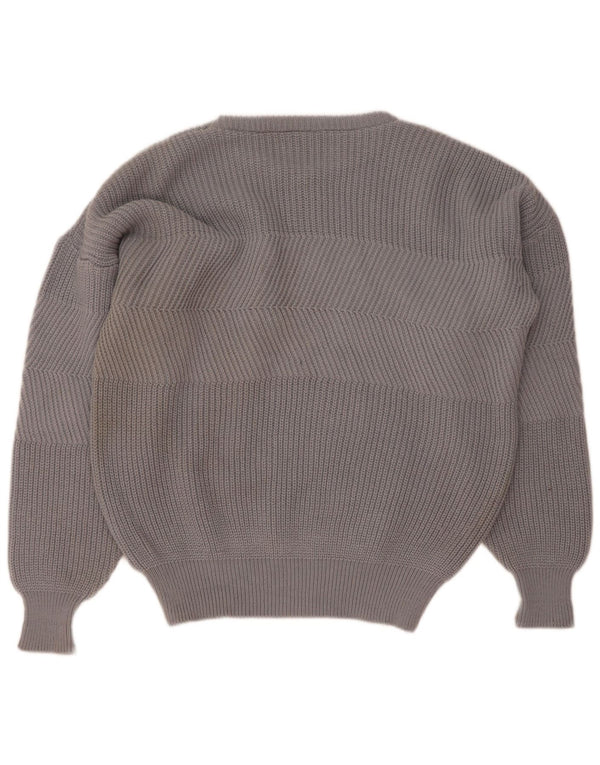 Pulover vintage pentru bărbați cu gât roșu IT 50/52 Lână mare, gri
