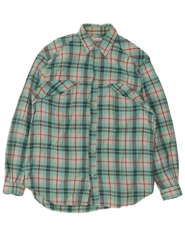Cămașă de flanel pentru bărbați Think Pink Mărimea 39 15 1/2 Medium Turcoaz Check