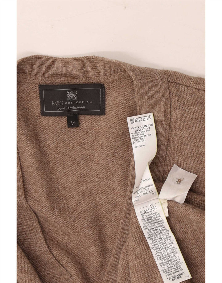 Pulover cardigan pentru bărbați Marks & Spencer, lână maro medie