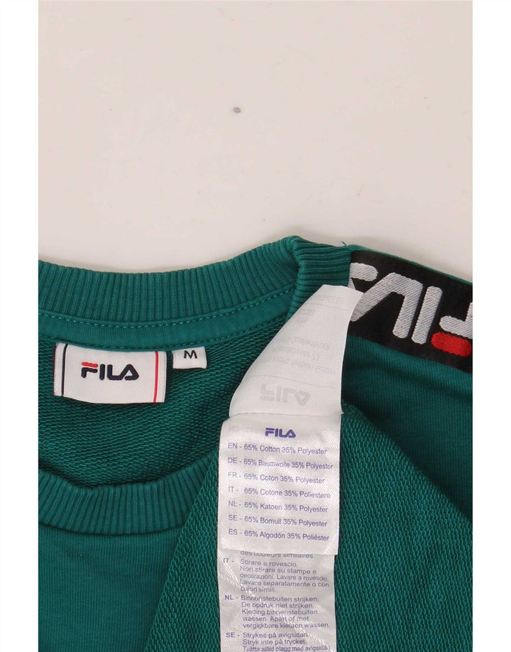 Hanorac grafic pentru bărbați Fila Pulover verde mediu bumbac color bloc