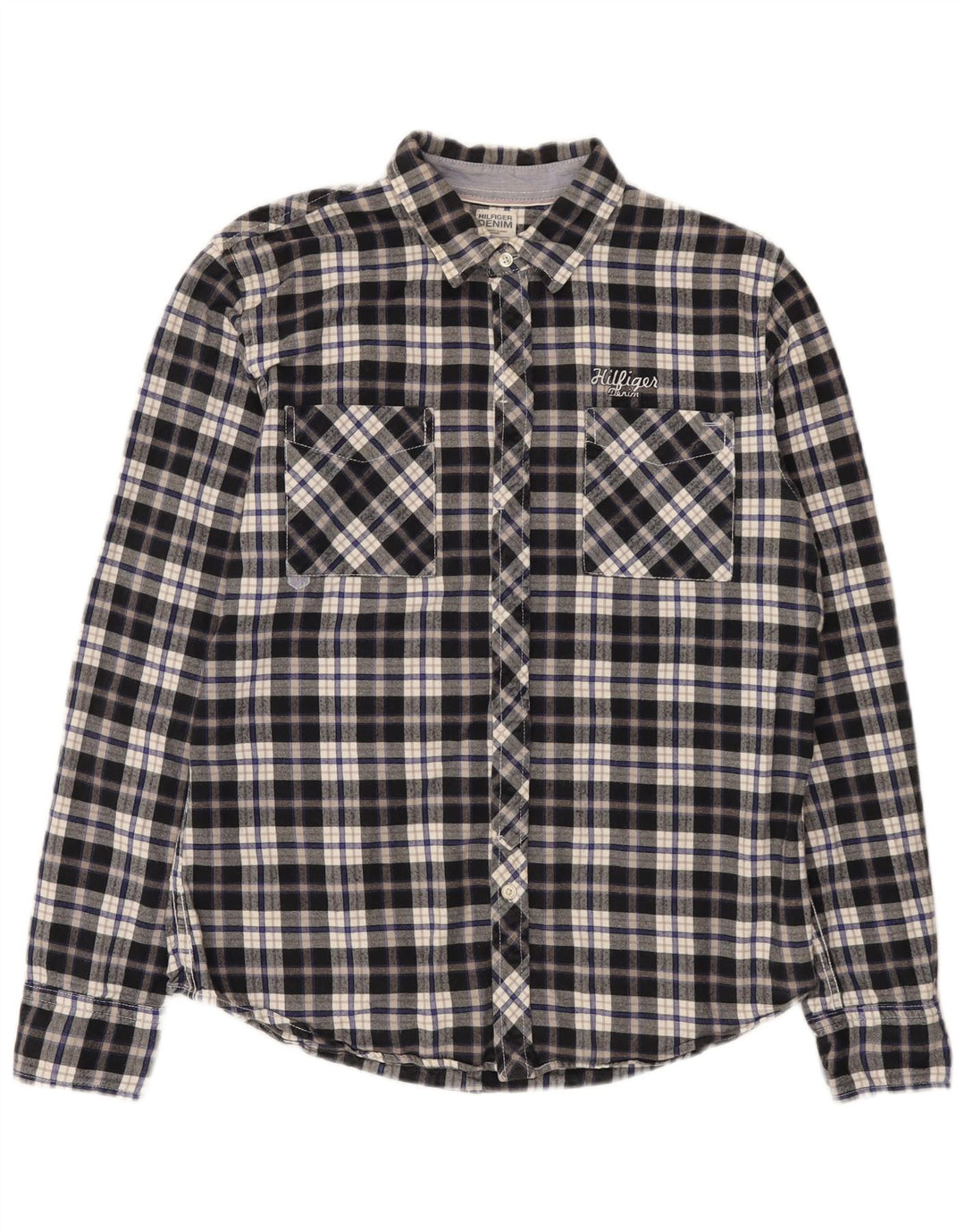 Cămașă de flanel pentru bărbați Tommy Hilfiger, bumbac cu carouri albastre mari