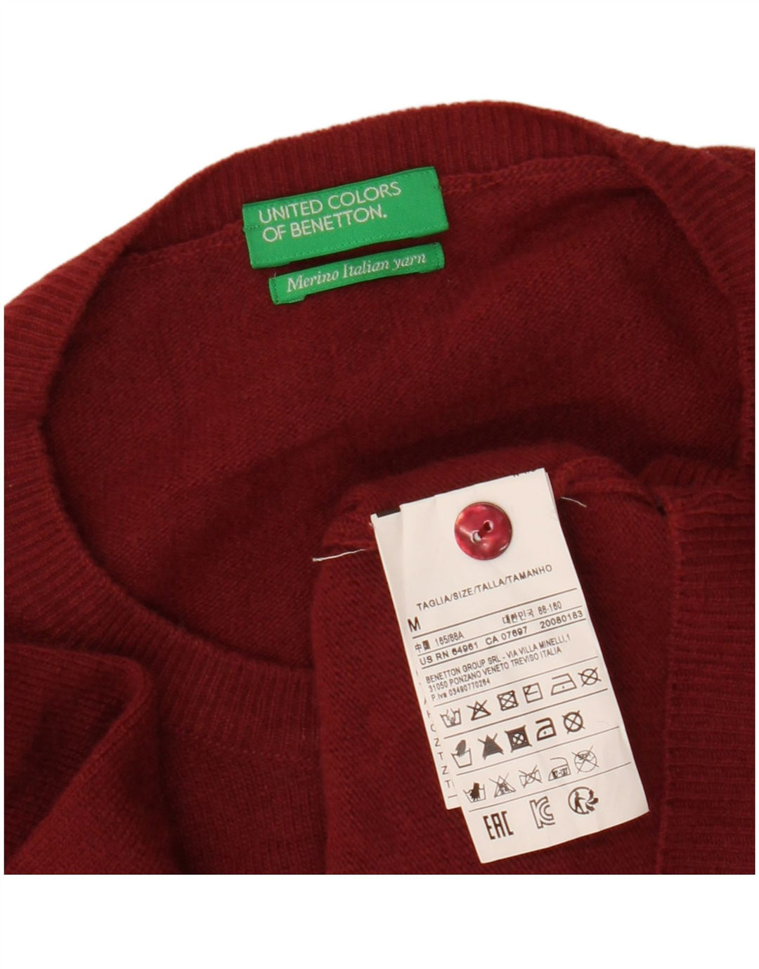 Pulover cardigan crop BENETTON pentru femei UK 12 Lână merinos maro mediu
