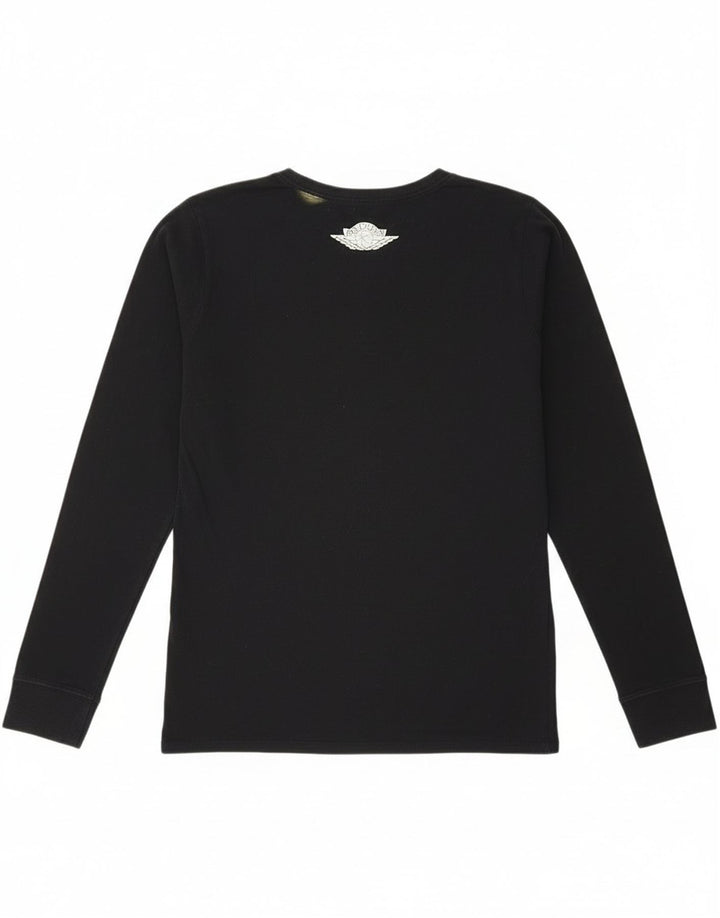 Top grafic pentru bărbați Jordan cu mânecă lungă, bumbac negru mic