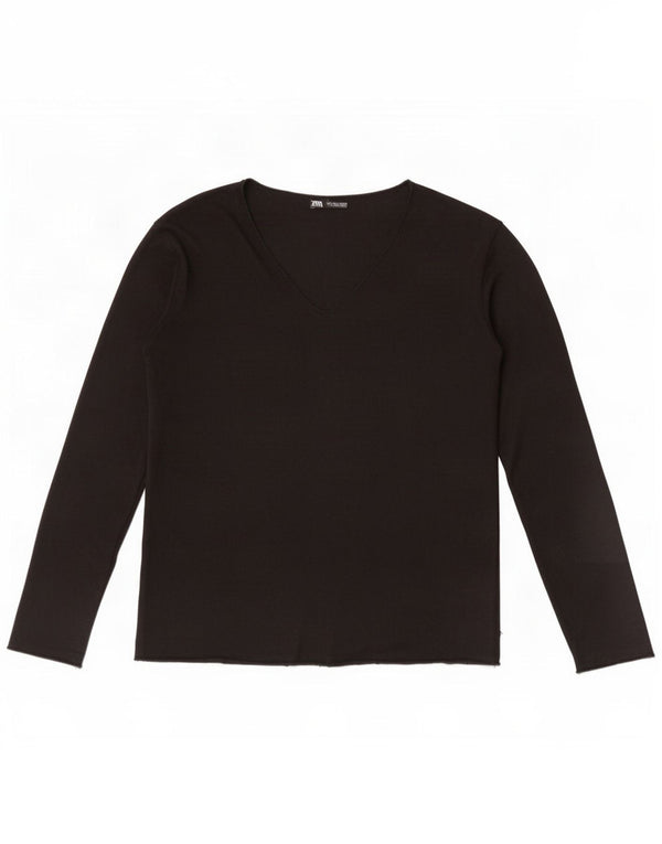 Top femeie Zara cu mânecă lungă UK 14 mare negru