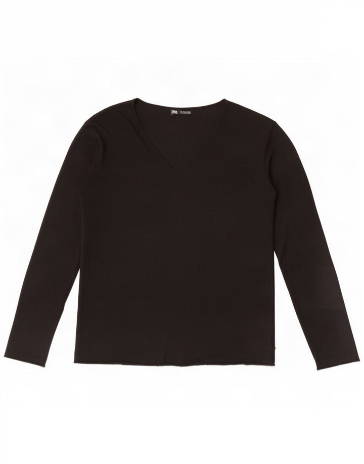 Top femeie Zara cu mânecă lungă UK 14 mare negru