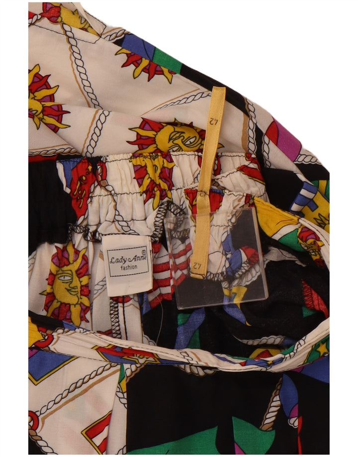 VINTAGE Fusta A-Line Grafică pentru Femei IT 42 Medium W30 Multicolor