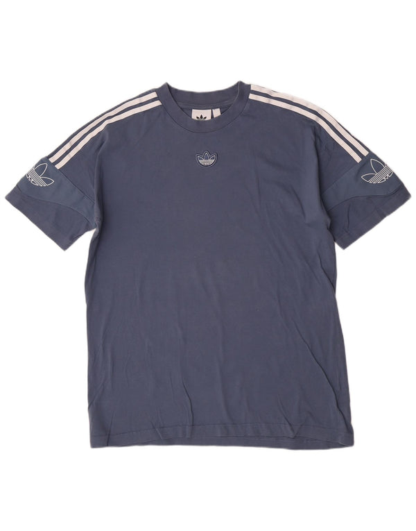 Tricou cu mânecă scurtă pentru bărbați Adidas cu grafică obișnuită Top, bumbac albastru mediu