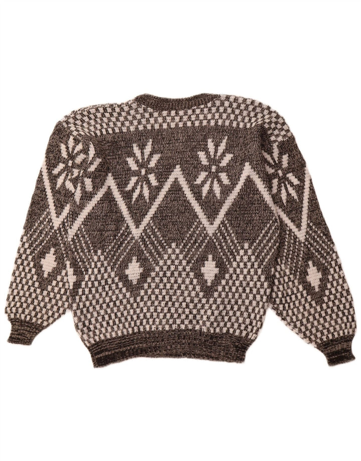 VINTAGE Pulover cu decolteu în V pentru bărbați, mare, gri Fair Isle