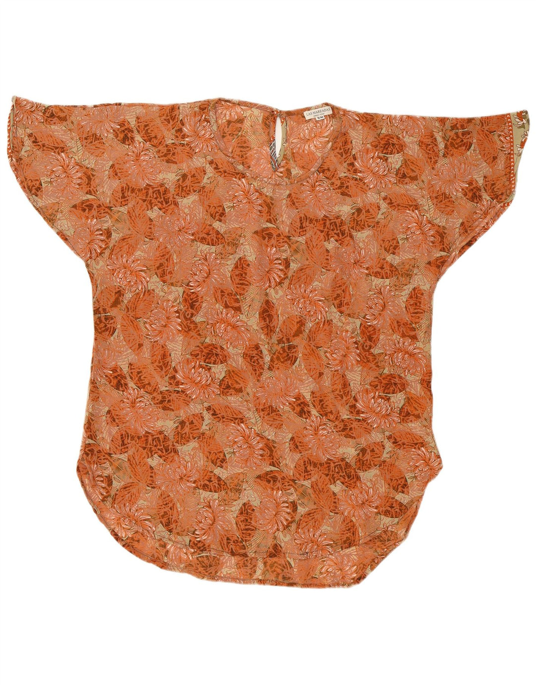 Bluză supradimensionată pentru femei LAS MAREADAS Top UK 10 Small Orange Floral Silk