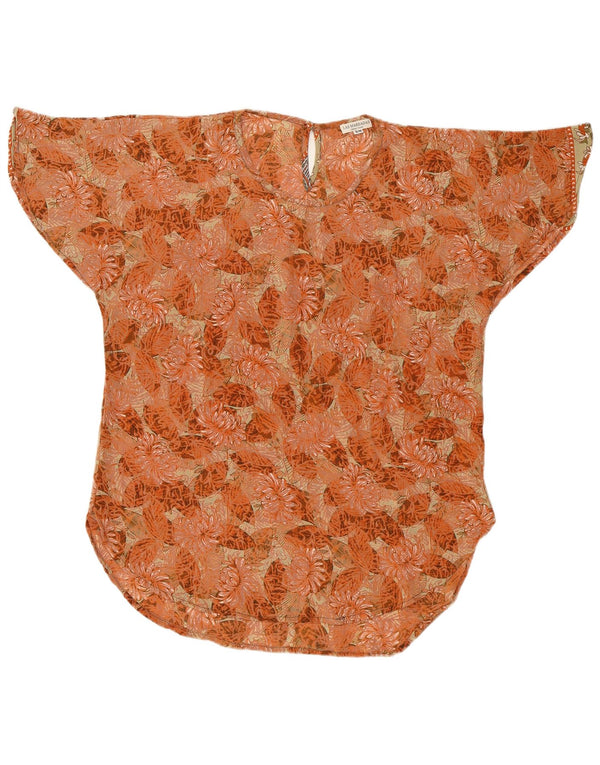 Bluză supradimensionată pentru femei LAS MAREADAS Top UK 10 Small Orange Floral Silk