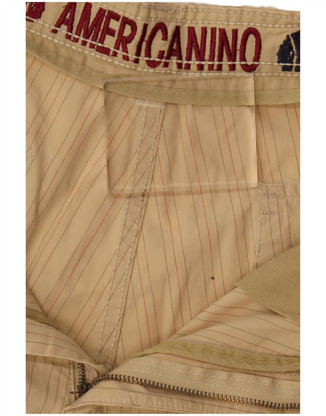 AMERICANINO Mens Cargo Shorts W32 Medium Beige Pinstripe
