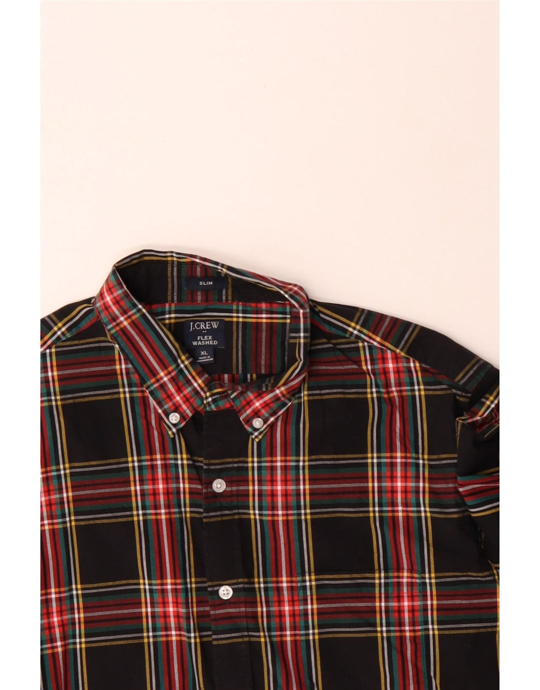 Cămașă pentru bărbați J. CREW Flex Washed Slim Fit XL, bumbac negru cu carouri