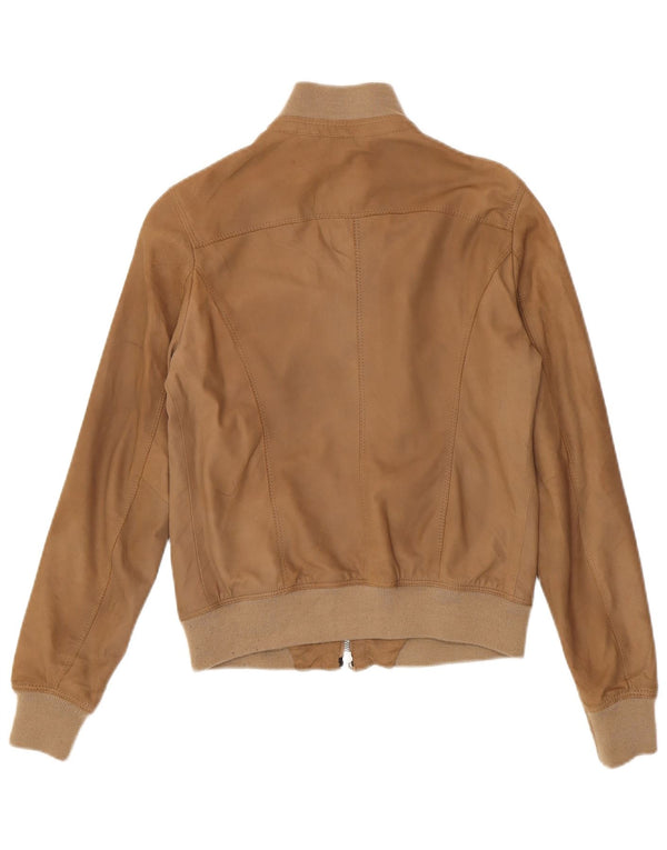 Jachetă Bomber Vintage de piele intoarsa pentru femei IT 42 Medium Brown Leather