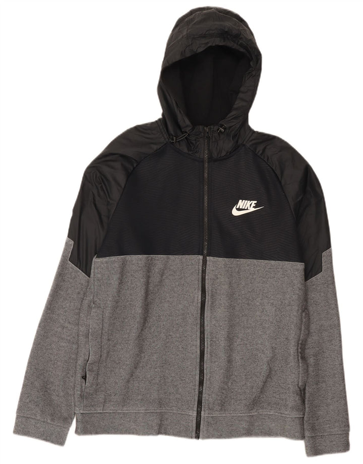 Pulover Nike pentru bărbați, cu fermoar, din bumbac color bloc, gri mediu
