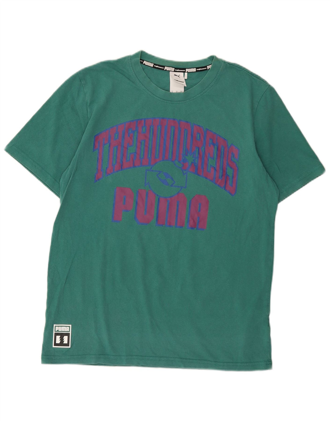 Tricou cu grafic Puma pentru bărbați Top din bumbac verde mediu