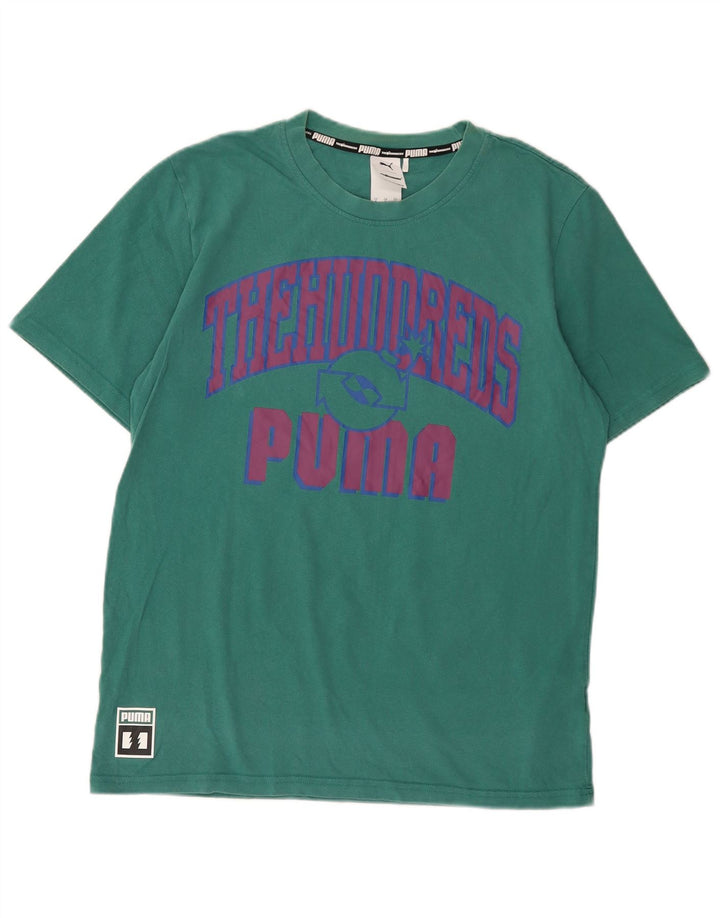 Tricou cu grafic Puma pentru bărbați Top din bumbac verde mediu