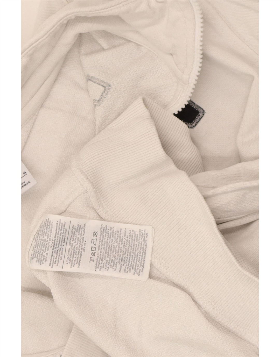 Pulover Nike pentru femei, cu grafic, cu fermoar, cu gât, UK 14, bumbac alb mediu