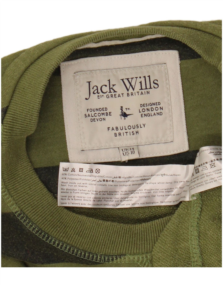 JACK WILLS Pulover supradimensionat pentru femei UK 14 mare kaki cu dungi
